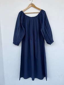 Robe d'été décontractée pour femmes et filles, en coton pur, longueur genou, col en V, manches longues, imprimé floral, écologique, respirante, pour soirée - Product Image 5