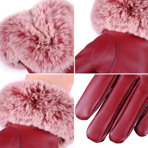 Guantes de cuero para mujer, cálidos, con forro de piel, para conducir, a prueba de viento, con pantalla táctil - Product Image 6