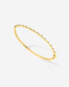 Diamond Station Bangles Push Clasp with Safety Latch Solitaire Lab Grown Everyday Stacking <b>Bracelet</b> Jewelry 14K 18K <b>Solid</b> Gold - Product Image 3