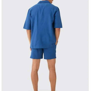 High Quality Summer Men's Shirt <b>Set</b> Men's Casual Shorts <b>Set</b> Breathable Cotton Shirt <b>Set</b> - Product Image 4