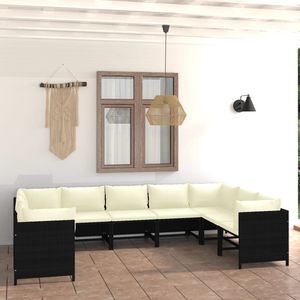 Conjunto de Muebles de Jardín de 9 Piezas en Ratán Sintético Negro con Cojines para Uso en Exteriores - Product Image 1