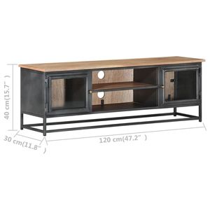 Soporte para TV de madera maciza de acacia y acero, 47,2 x 11,8 x 15,7 pulgadas, color gris - Product Image 6
