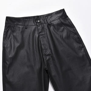Pantalones de Hombre de Cintura Media, Corte Acampanado, Negros, de Poliéster, Casuales, con Bolsillos Laterales, Cierre de Botón, Antiarrugas, Peso Medio, para Otoño - Product Image 5