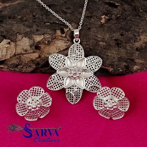 Ensemble collier et boucles d'oreilles pendantes florales en zircon cubique plaqué or rose, bijoux vintage en argent sterling 925 pour femme, élégance - Product Image 4