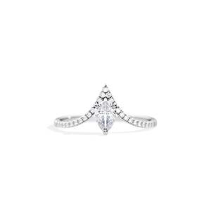 14k Gold Pear Cut Diamond Engagement Ring Prong Setting Women's Floral Style - Product Image 3
