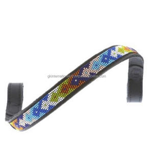 Cuentas multicolores personalizadas decorativas de cuero recto, banda para la frente de caballo en todos los tamaños personalizados, formas y colores - Product Image 1