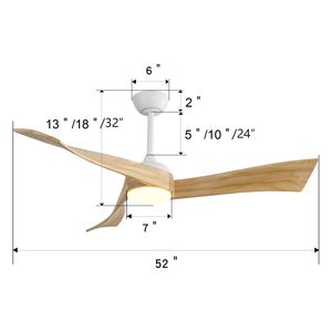 Ventilador de Techo Minimalista de 52 Pulgadas con Control Remoto de 6 Velocidades, Motor de Corriente Continua de Bajo Consumo, Luz Incluida - Product Image 6