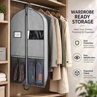 Sac de rangement pliable personnalisé en non-tissé avec fenêtre transparente, poche pour carte d'identité et compartiment en maille pour chaussures, idéal pour costumes, robes et vêtements de voyage, avec logo personnalisé