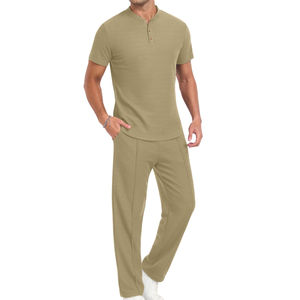 Conjunto Deportivo de Verano para Hombre de Dos Piezas, 100% Algodón de Alta Calidad, Ligero, Transpirable, de Secado Rápido, con Logotipo Personalizable - Product Image 1