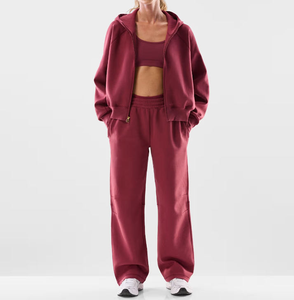Conjunto Deportivo de 2 Piezas para Mujer, Ropa Deportiva de Invierno con Logotipo Personalizado OEM, Sudadera con Capucha de Color Sólido, Conjunto Deportivo Holgado para Mujer - Product Image 5