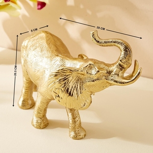 Statue d'éléphant dorée métallique de luxe, pièce maîtresse décorative, figurine d'appoint pour le Feng Shui (Richesse, Prospérité) et cadeau d'entreprise - Product Image 6