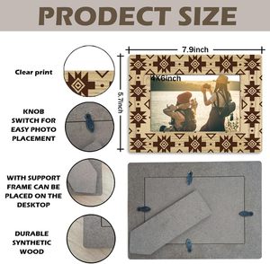 Picture Frame Rustic Wooden Photo Frame Photo Display <b>Table</b> Top Desk Southwestern Style Home Decor Gift for Family and Friends - Product Image 3