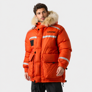 <b>Mens</b> Premium Winter Puffer <b>Jacket</b> Heavy Duty Parka Fur Hooded Down Coat Waterproof Outdoor <b>Reflective</b> Safety Stripe - Product Image 1