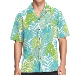 Nouvelle arrivée : chemise hawaïenne en coton personnalisée avec logo imprimé, respirante, manches courtes, pour homme, style décontracté. - Product Image 1