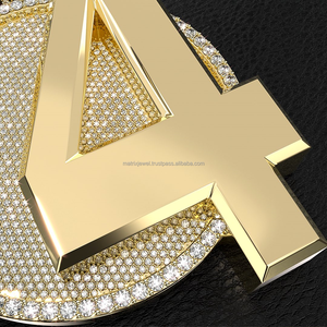 Plaque ronde de luxe Offre Spéciale avec pendentif à 4 chiffres VVS Moissanite diamant glacé Hip Hop argent plaqué or bijoux pour hommes - Product Image 2