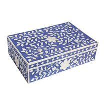 Handcrafted Emerald Green Bone Inlay <b>Floral</b> <b>Box</b> Artisan <b>Floral</b> Vine Bone Inlay Jewelry <b>Box</b> Premium Green and White Moroccan - Product Image 4