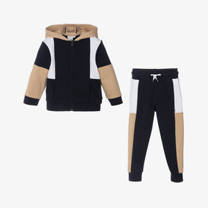 Conjunto de Sudadera con Capucha y Bloques de Color para Bebés Niños, Chándal Casual de Manga Larga con Bolsillos Laterales, Ropa de Otoño - Product Image 2