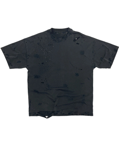 Soldes 2026 – T-shirt noir oversize pour homme, manches courtes, col rond, motif à pois effet délavé, en jersey de coton, style streetwear - Product Image 1
