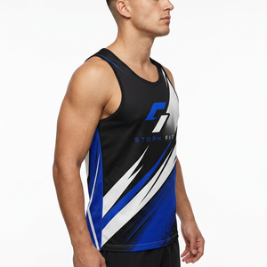 Débardeur pour homme Storm Fit, imprimé par transfert thermique, 100% polyester, séchage rapide, col rond, sportif, entraînement, gym, vêtements de sport, 180g - Product Image 4