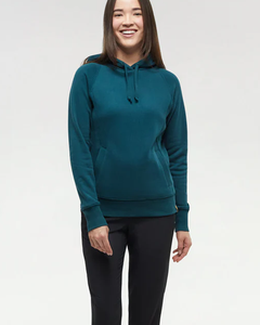 เสื้อฮู้ดสีเขียวอมฟ้า มีเชือกผูก กระเป๋าเสื้อ ผ้าฝ้ายฟลีซ 100% ระบายอากาศได้ดี มีสไตล์ ใช้งานได้จริง เหมาะสำหรับฤดูหนาว ไลฟ์สไตล์แอคทีฟ Ako - Product Image 3