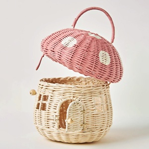Bolsa de ratán de alta calidad para niños, diseño adorable de cesta con forma de hongo, precio económico, cestas de juguetes para bebés - Product Image 5