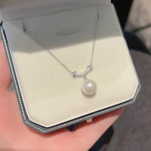 Collar de Perlas Edison de Agua Dulce de 9-12 mm, Collar de Plata S925 con Colgante de Sonrisa, Joyería de Moda - Product Image 1