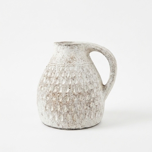 Garra Jug S, Pichet, Vase et Urne décorative en terre cuite rustique, blanc et marron, texturé, artisanal, vente en gros - Product Image 1