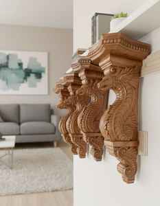 Supports muraux en bois sculptés à la main style Art Déco avec motifs décoratifs pour décorations d'anniversaire et de célébrations - Product Image 1