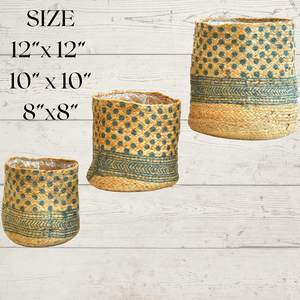 Grand pot de fleurs tressé avec doublure, fait main en jute et corde, panier de plantation décoratif pour plantes d'intérieur, à poser au sol pour le salon - Product Image 2