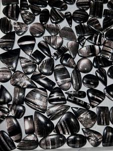 Natural Hypersthene Cabochon Loose Gemstone Polished Silver Mixed Shape Flatback <b>Stone</b> for Jewelry Making - Product Image 2