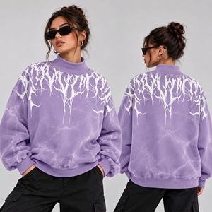 Sudadera de cuello alto para mujer con logo personalizado, de algodón suave, estilo urbano, bordada, de forro polar, oversize - Product Image 1