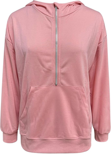 Sudadera con capucha de punto transpirable de manga larga para mujer con logo personalizado Loveda, informal, holgada, con cremallera y bolsillos, ideal para invierno. - Product Image 6