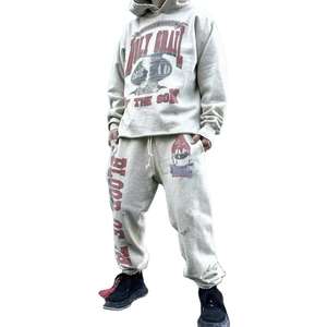 Conjunto de Sudadera con Capucha y Pantalones Deportivos Unisex de Diseño, 100% Algodón, Transpirable, Ropa Casual de Invierno, Estampado Digital, Diseño Sólido 2 en 1 - Product Image 4