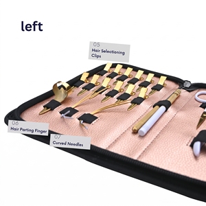 Kit d'outils professionnels pour extensions capillaires : Pince à micro-anneaux, Anneau de séparation, Ciseaux de coupe, Aiguilles en C, Pinces bec de canard - Product Image 4