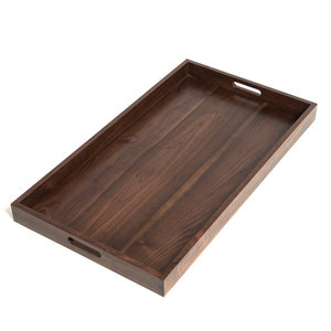 Multipurpose Dark Brown Wooden Serving Tray <b>Large</b> Rectangular Tray With Handles Sofa Coffee Table Serving Tray - Product Image 4