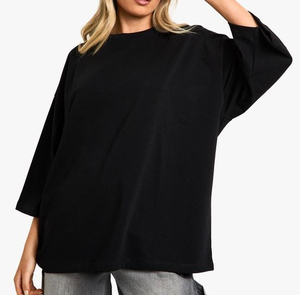T-shirt oversize tendance pour femme, col rond, uni, 100% coton, haute qualité, OEM/ODM - Product Image 1