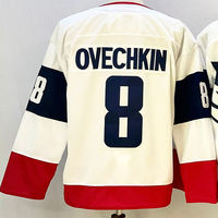 Jersey Hoki Pria Jahitan Pabrikasi, Bernapas, Cetak Transfer Panas, Nama Tim Kustom Alexander Ovechkin, 100% Poliester