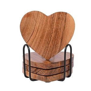 Handmade Wooden Coasters Set, Natural Rustic Wood <b>Drink</b> Coasters for Coffee Table, Dining Table, Kitchen and Home Decor - Product Image 2