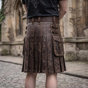 Men's Black Leather <b>Gladiator</b> Kilt Renaissance Sexy <b>Costume</b> with Belt-Eco-Friendly - Product Image 5