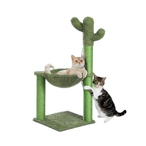 Arbre à chat d'intérieur en forme de cactus avec hamac, mobilier pour animaux de compagnie pour chats - Product Image 1