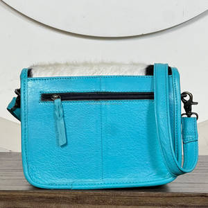 High Quality Handcrafted Cowhide Genuine Leather <b>Women</b> Crossbody <b>Messenger</b> <b>Bags</b> Luxury Floral Design Turquoise Handbags Purse - Product Image 5