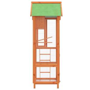 Casa para Pájaros Grande de Madera de Pino Maciza y Contrachapada en Marrón y Verde con Malla Metálica - Muebles para Mascotas - Product Image 5