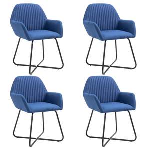 Sedie da pranzo moderne in tessuto blu con gambe in metallo, design imbottito per l'arredamento della sala da pranzo, set di 4 - Product Image 1