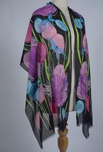 ผ้าพันคอพิมพ์ลายพฤกษศาสตร์สำหรับผู้หญิง ผ้าบางเบา ผ้าคลุมไหล่ยาว ผ้าคลุมไหล่แฟชั่นทันสมัย เครื่องประดับคอเนื้อนุ่มสำหรับการสวมใส่เป็นชั้นๆ - Product Image 5