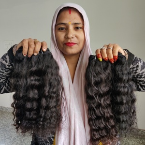 100% Virgin Pure Indian Temple Human Hair <b>Extensions</b> Best Quality Loose Deep Wave <b>Curly</b> Remy Natural Wave Human Hair - Product Image 2