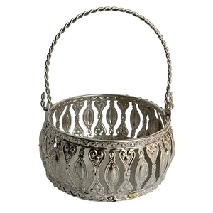 Metal <b>Baskets</b> Round White Powder Coating For Gifting <b>Hampers</b> And Storage Handcrafted Luxury <b>Gift</b> <b>Baskets</b> - Product Image 5