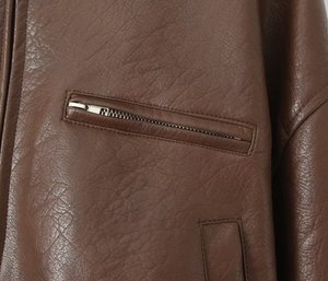 Blouson bomber en cuir véritable pour femme, fermeture éclair courte, col rabattu, manches longues, style automne - Product Image 6
