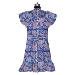 Vêtements en coton à ourlet imprimé tribal style Bohème Gypsy Hippie - Robe en coton à ourlet - Tunique dos nu - Vêtements d'Inde et du Pakistan - Vente en gros - Product Image 2