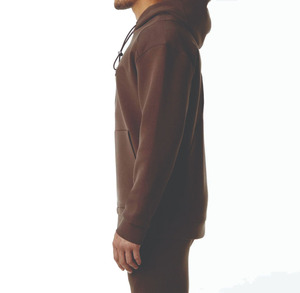 Ensemble de survêtement à capuche marron pour homme, manches longues, couleur unie, avec poches latérales, matière respirante en spandex et polyester, vêtements décontractés - Product Image 2