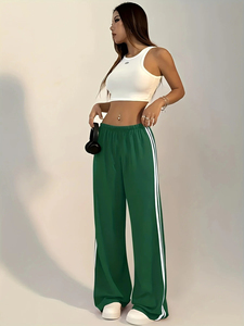 Contrast <b>Trouser</b> Fashion Casual Pants Solid Color Breathable Loose Straight <b>Drawstring</b> Pants Streetwear - Product Image 4
